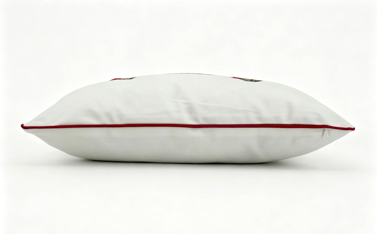Christmas Embroidered Cushion Cover – Red Vintage Car & Tree