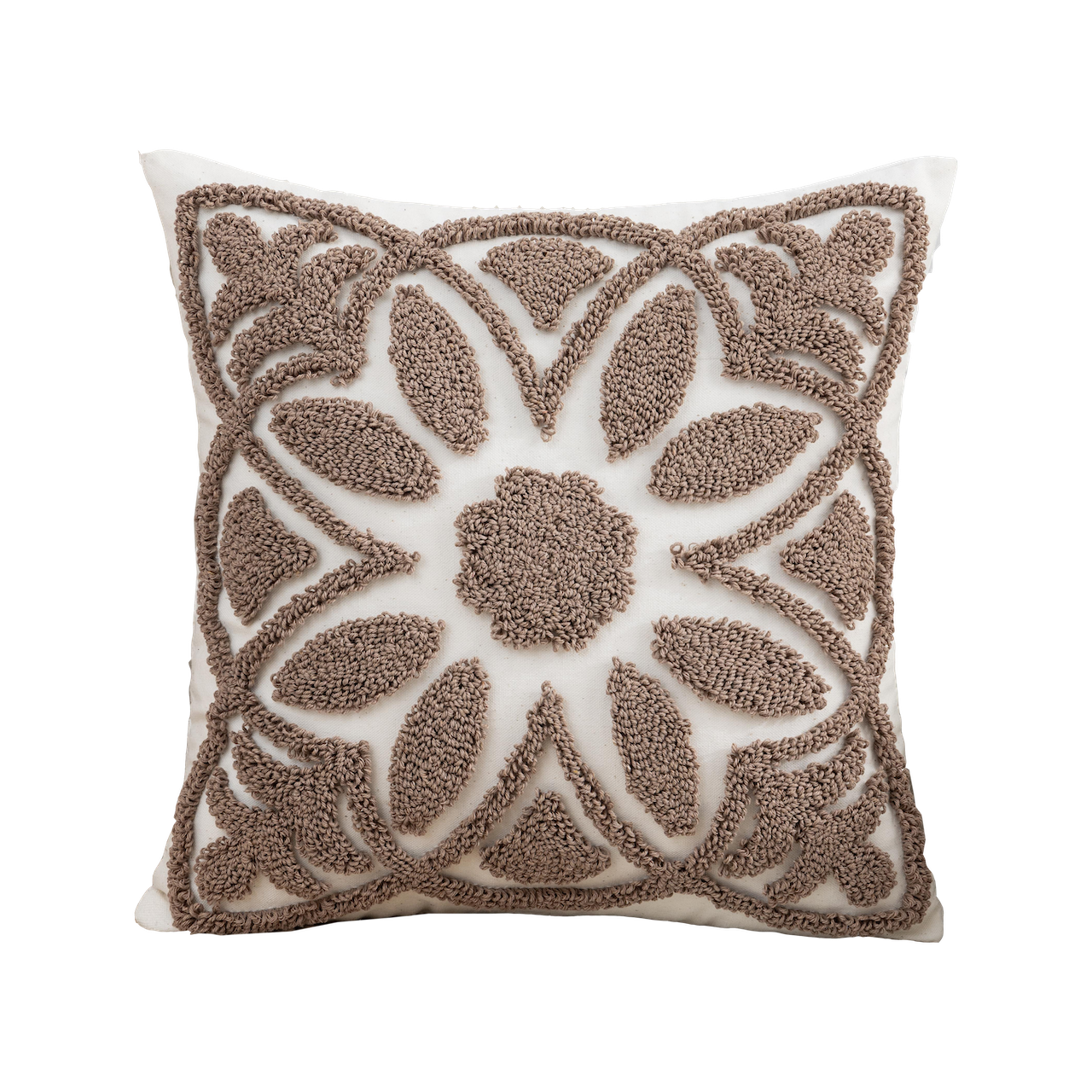 Geometric Tufted Embroidered Cushion – Natural Cotton Canvas Cushion Cover/Cushion