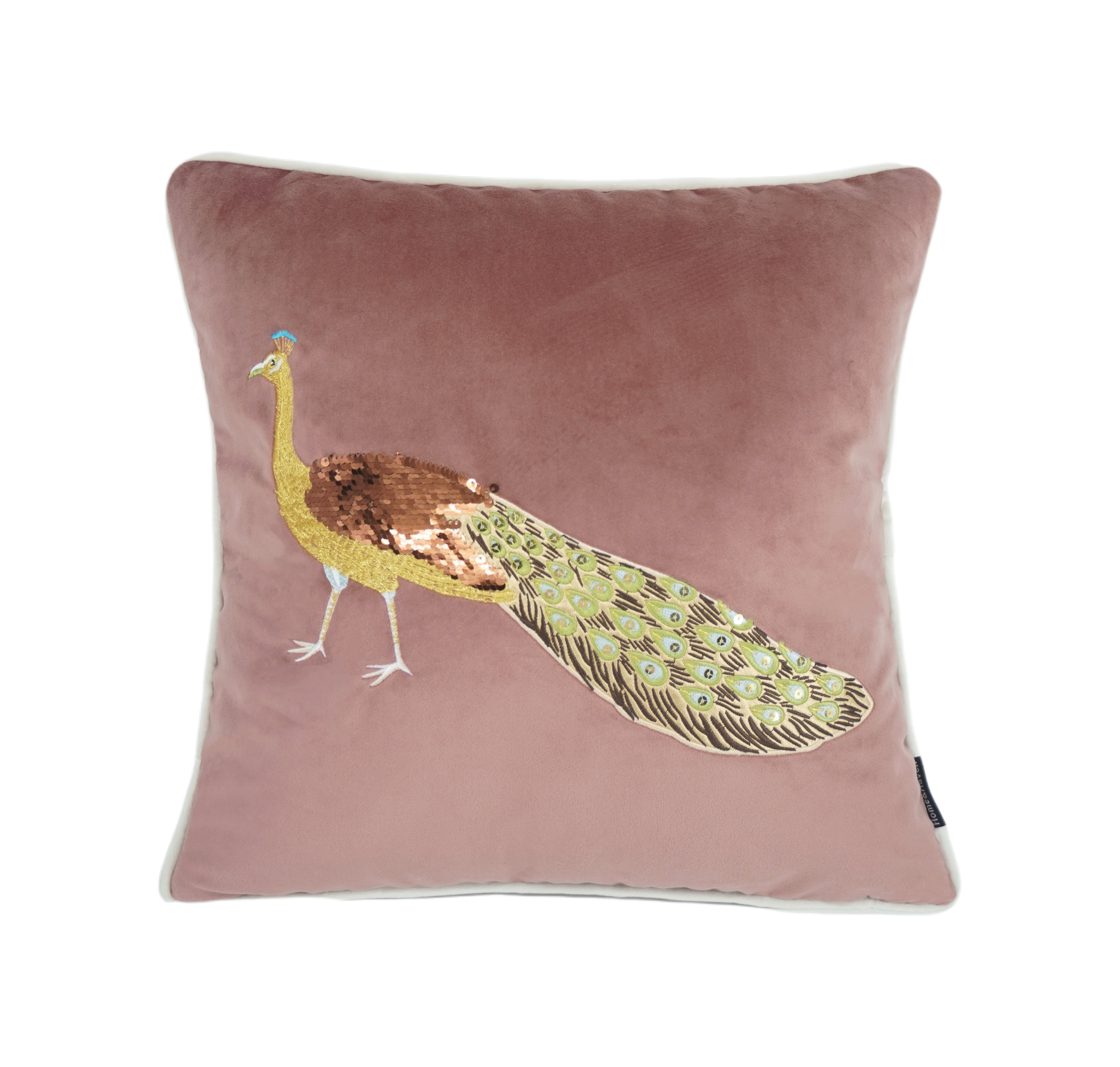 Peacock Embroidery Velvet Cushion Cover
