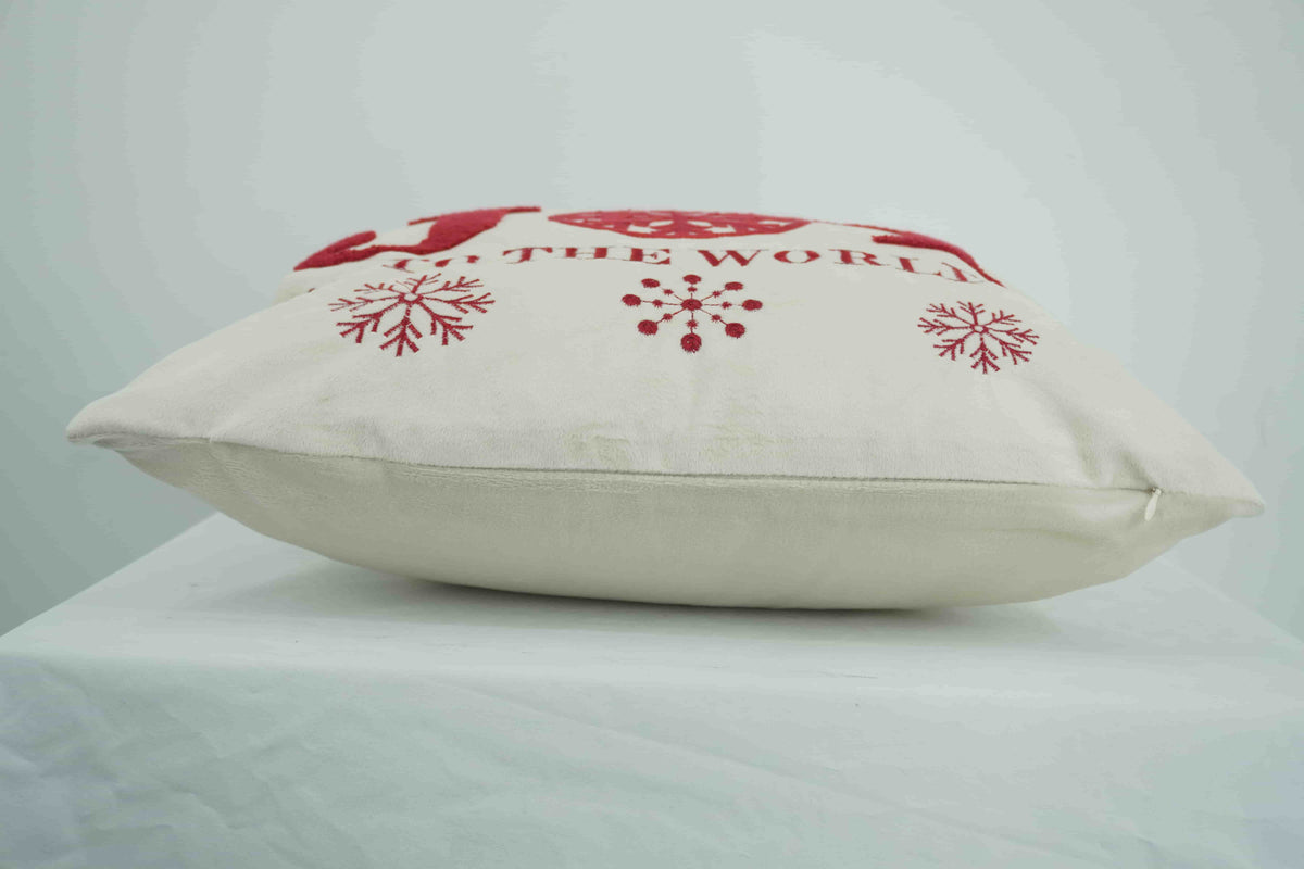 Joy To The World Snowflake Embroidered Christmas Pillow Cover
