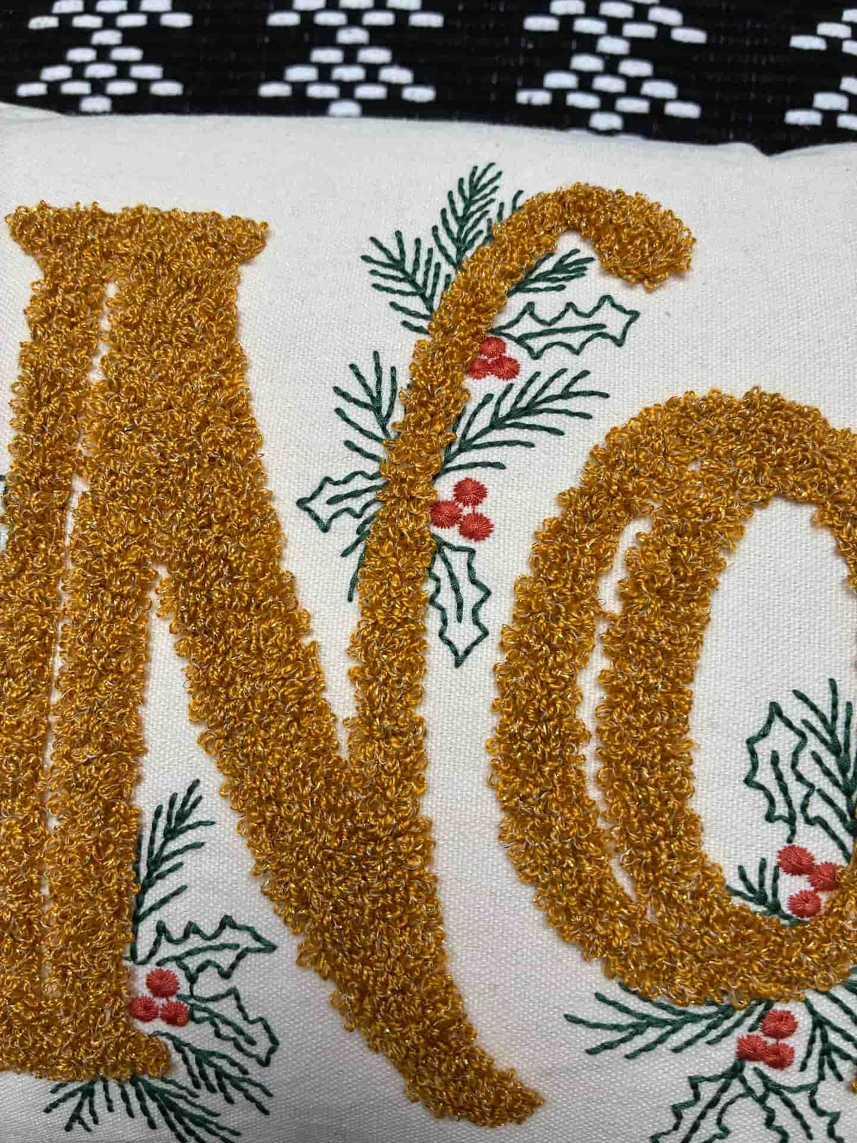 close up of embroidery 