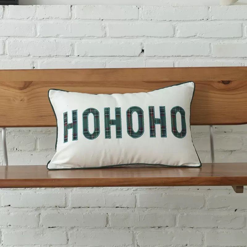 Christmas “HOHOHO” Embroidered Cushion Cover