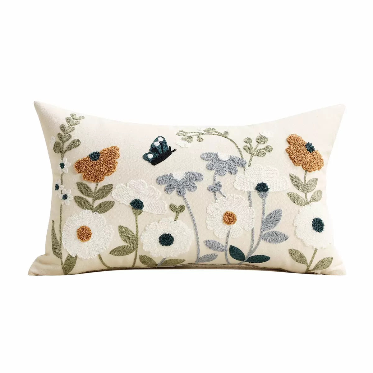 Butterfly Garden Embroidered Cushion Cover