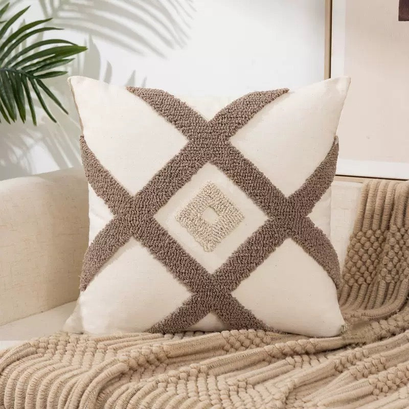 Geometric Tufted Embroidered Cushion – Natural Cotton Canvas Cushion Cover/Cushion (Copy)