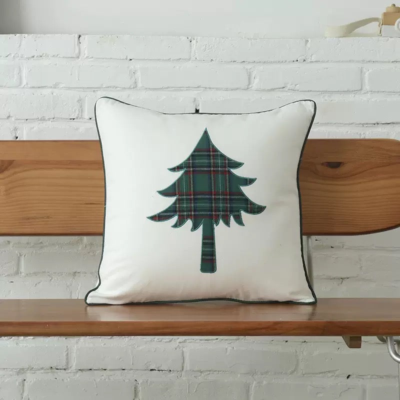 Christmas Tree Embroidered Cushion Cover