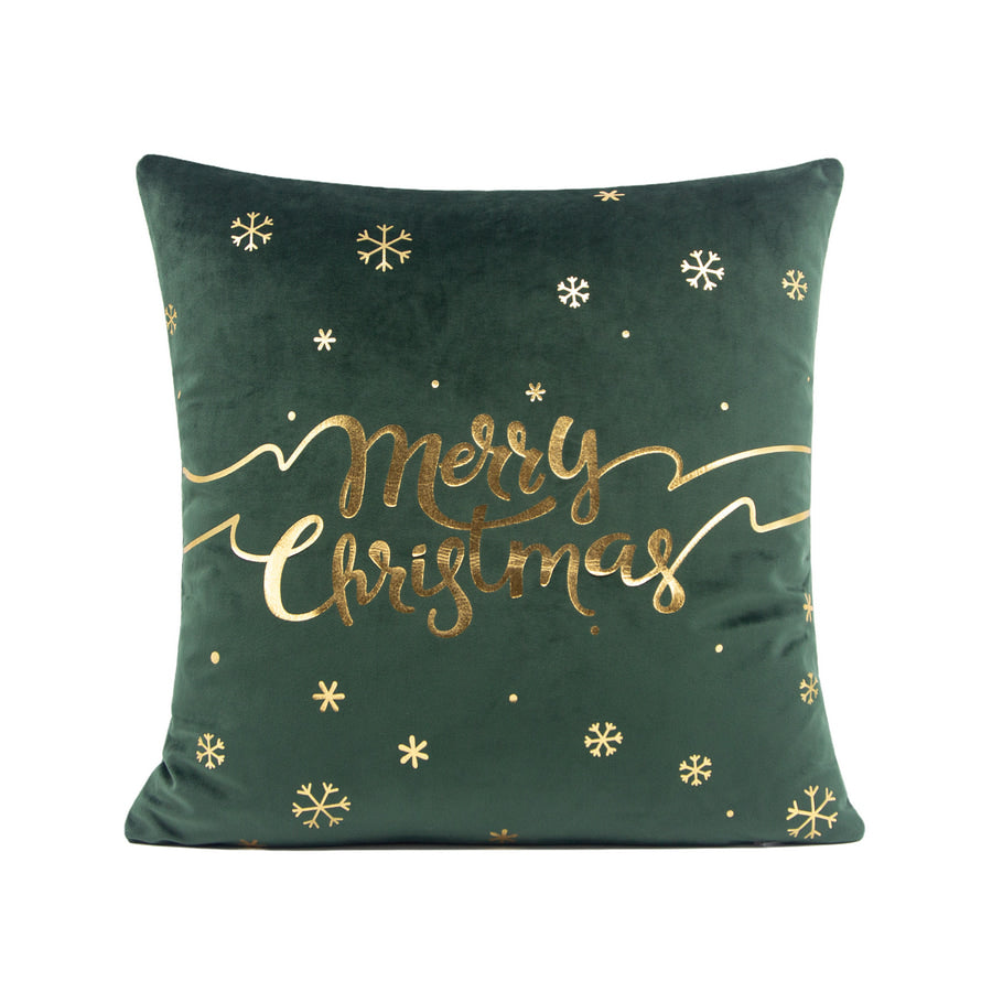 Merry Christmas Velvet Cushion Cover – Green & Red