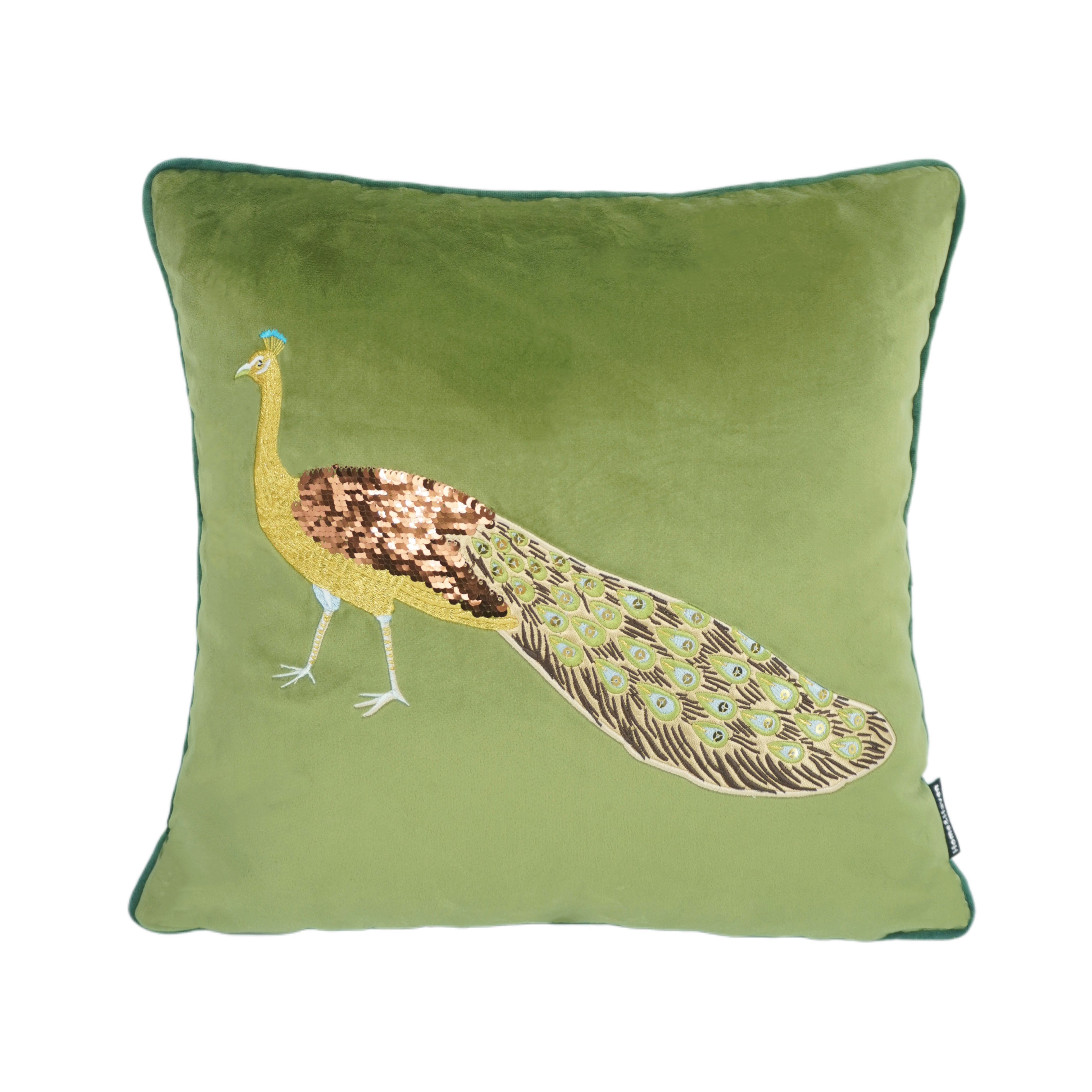 Peacock Embroidery Velvet Cushion Cover