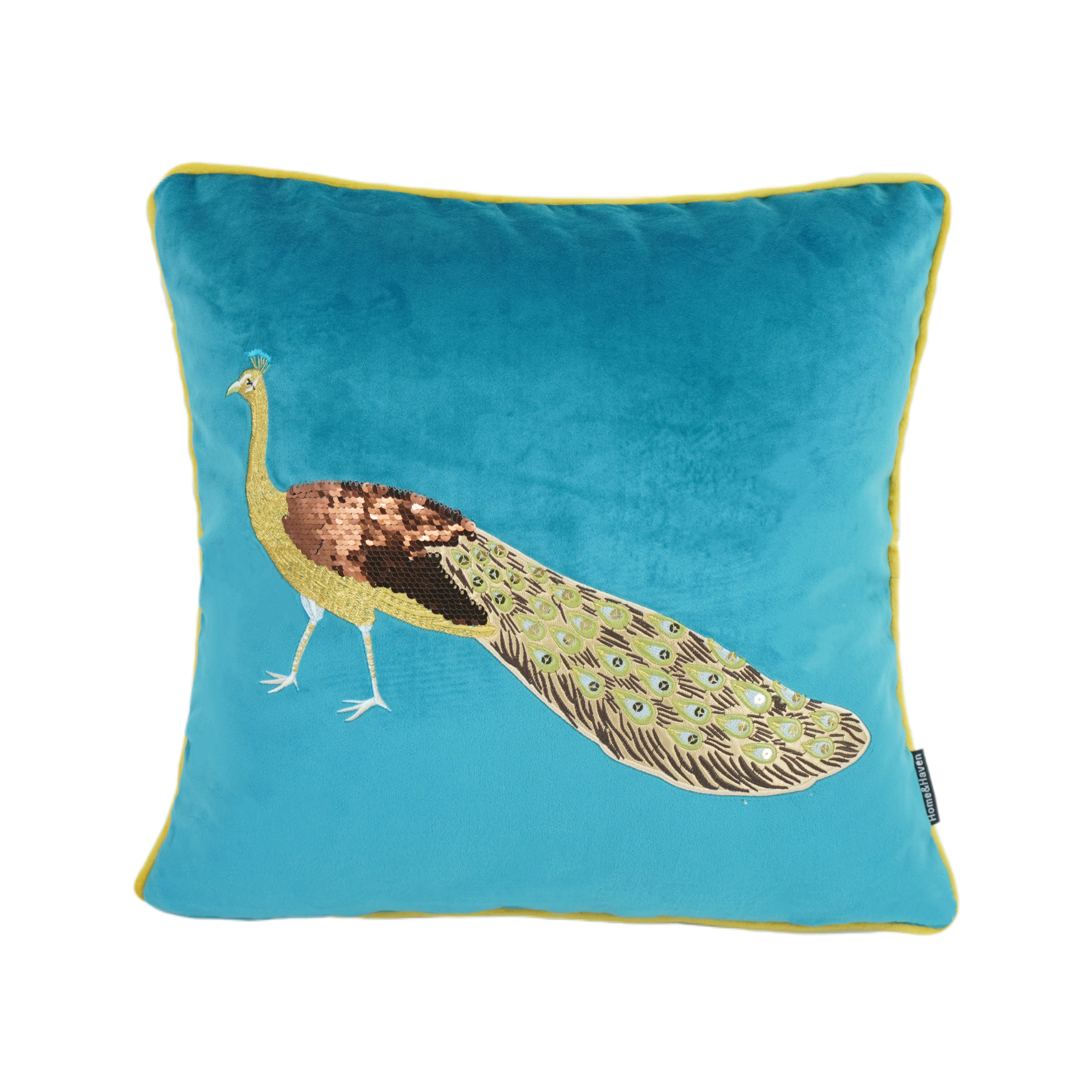 Peacock Embroidery Velvet Cushion Cover